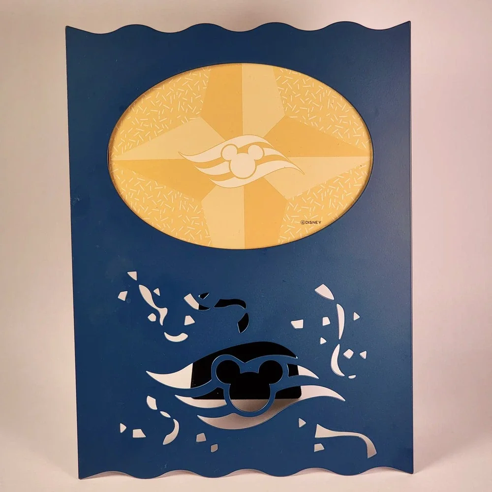 Disney Cruise Line Mickey Mouse AAA Exclusive Blue Metal 5x7 Picture Frame‎ EUC